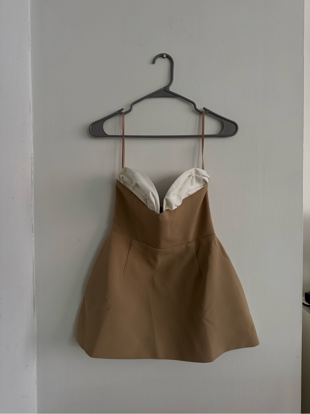 Odd Muse Mini Slip Dress in Brown & White Like New